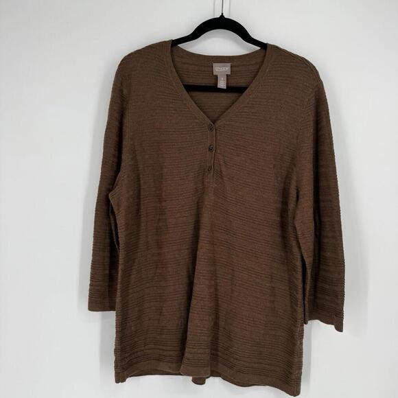 Chico's Tops - Chicos top womens XL brown cashmere blend 3/4 sleeve fall office workwear casual